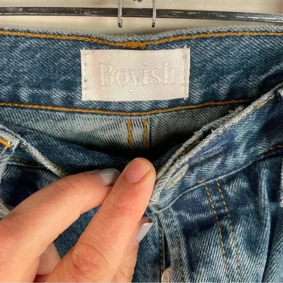 Boyish Medium Wash The Quincy Split Cropped Straight Leg Jean - Picture 7 of 13